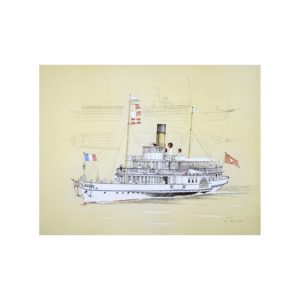 Lithographie des Dampfers "Montreux"