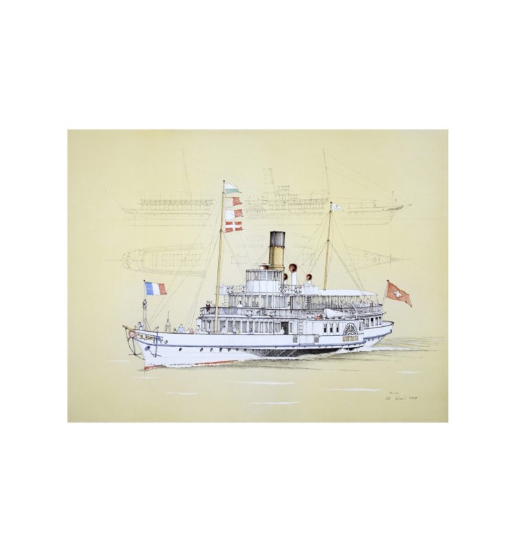 Lithography of the steamer 